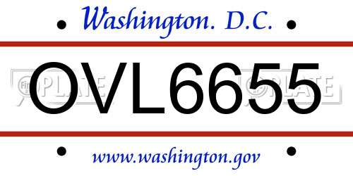 OVL6655 District Of Columbia License Plate