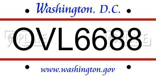OVL6688 District Of Columbia License Plate