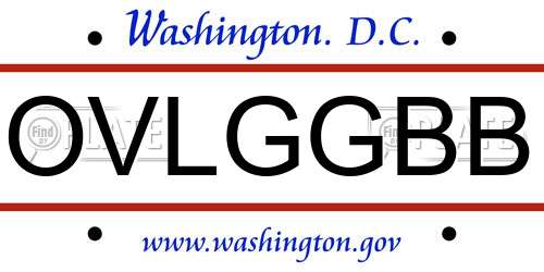 OVLGGBB District Of Columbia License Plate