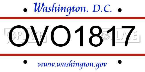 OVO1817 District Of Columbia License Plate