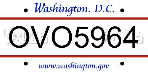 OVO5964 District Of Columbia License Plate