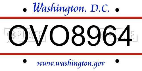 OVO8964 District Of Columbia License Plate
