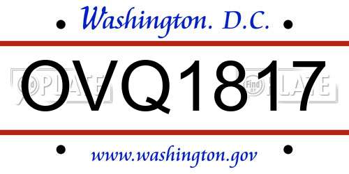 OVQ1817 District Of Columbia License Plate