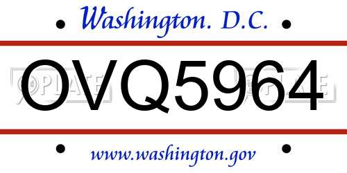 OVQ5964 District Of Columbia License Plate