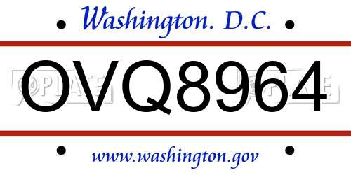 OVQ8964 District Of Columbia License Plate