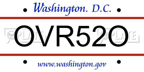OVR52O District Of Columbia License Plate