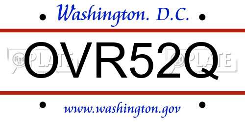 OVR52Q District Of Columbia License Plate