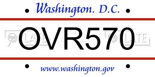 OVR570 District Of Columbia License Plate
