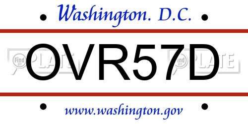 OVR57D District Of Columbia License Plate