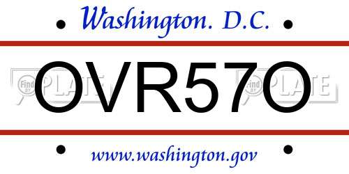 OVR57O District Of Columbia License Plate