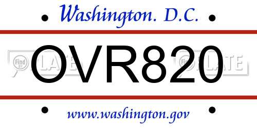OVR820 District Of Columbia License Plate