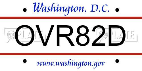 OVR82D District Of Columbia License Plate