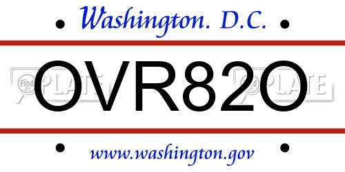 OVR82O District Of Columbia License Plate