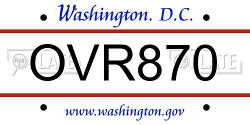 OVR870 District Of Columbia License Plate