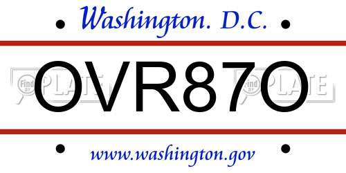 OVR87O District Of Columbia License Plate