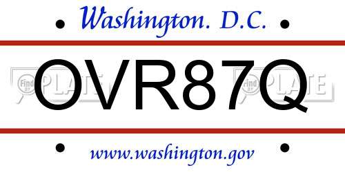 OVR87Q District Of Columbia License Plate