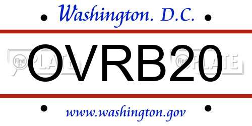 OVRB20 District Of Columbia License Plate