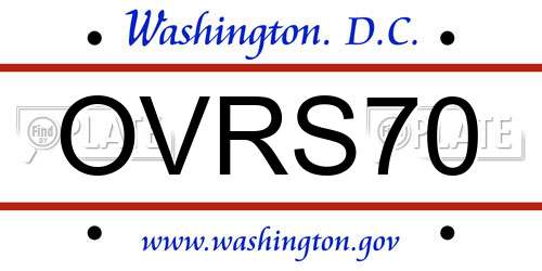 OVRS70 District Of Columbia License Plate