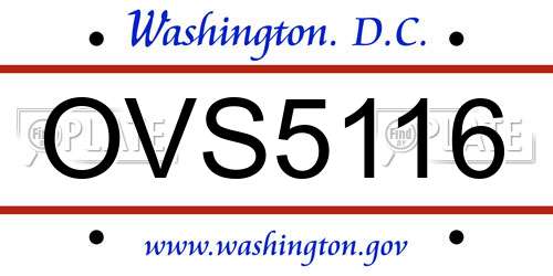 OVS5116 District Of Columbia License Plate