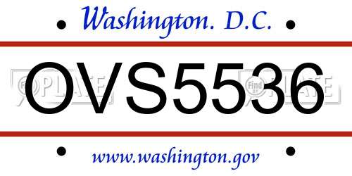 OVS5536 District Of Columbia License Plate