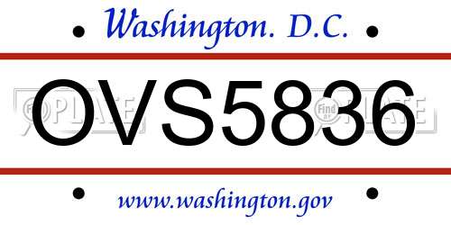 OVS5836 District Of Columbia License Plate