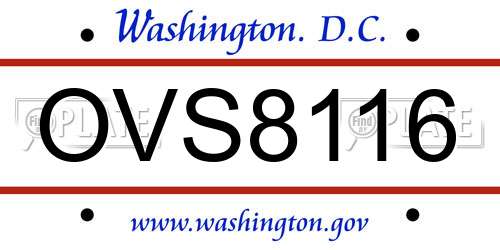 OVS8116 District Of Columbia License Plate