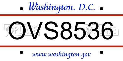 OVS8536 District Of Columbia License Plate