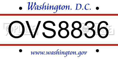 OVS8836 District Of Columbia License Plate