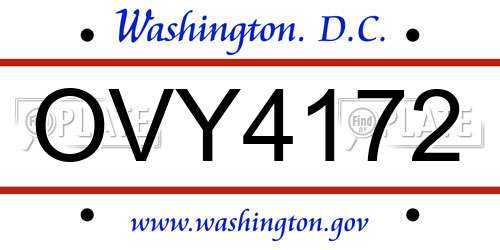OVY4172 District Of Columbia License Plate