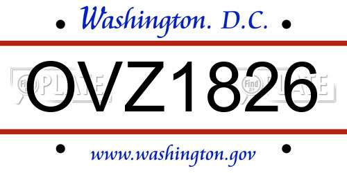 OVZ1826 District Of Columbia License Plate