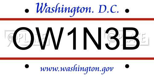 OW1N3B District Of Columbia License Plate