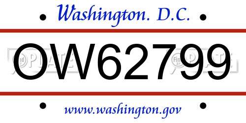 OW62799 District Of Columbia License Plate