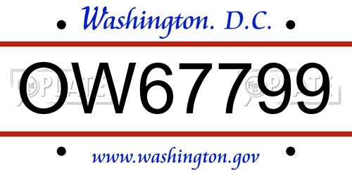 OW67799 District Of Columbia License Plate