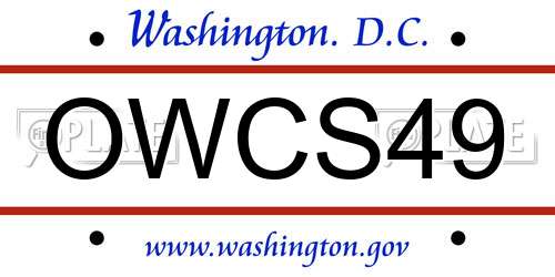 OWCS49 District Of Columbia License Plate