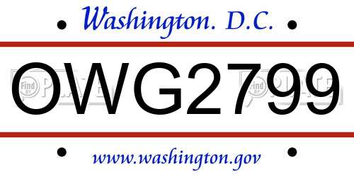 OWG2799 District Of Columbia License Plate