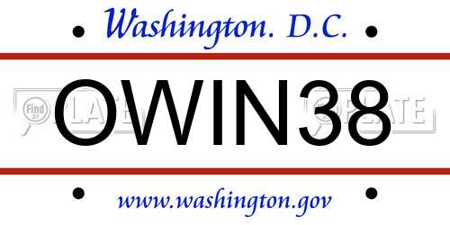 OWIN38 District Of Columbia License Plate