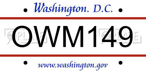OWM149 District Of Columbia License Plate