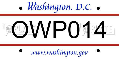 OWP014 District Of Columbia License Plate