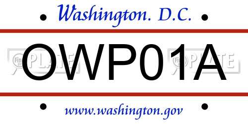 OWP01A District Of Columbia License Plate