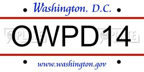 OWPD14 District Of Columbia License Plate