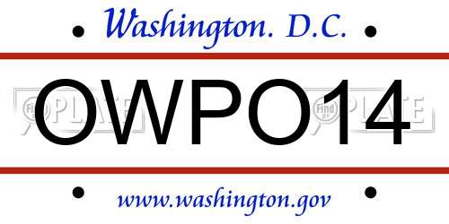 OWPO14 District Of Columbia License Plate