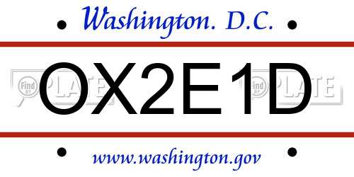 OX2E1D District Of Columbia License Plate