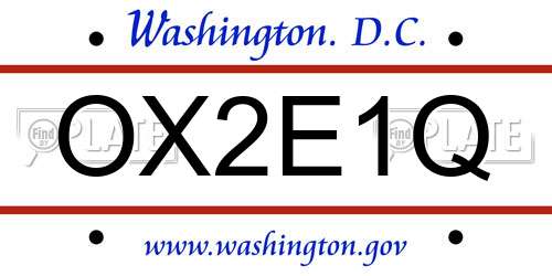 OX2E1Q District Of Columbia License Plate