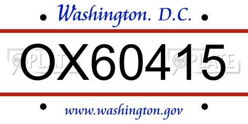 OX60415 District Of Columbia License Plate