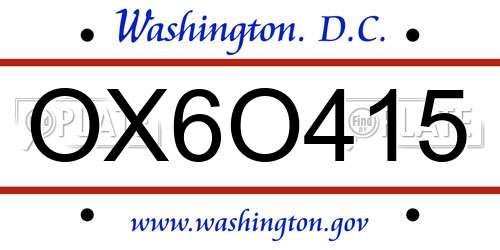 OX6O415 District Of Columbia License Plate