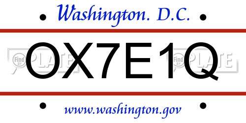 OX7E1Q District Of Columbia License Plate