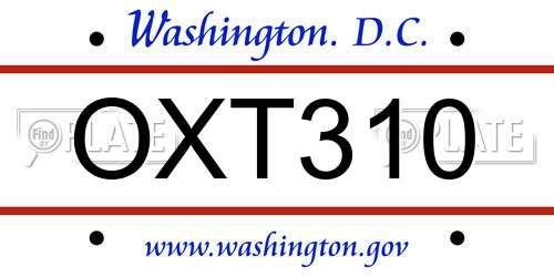 OXT310 District Of Columbia License Plate