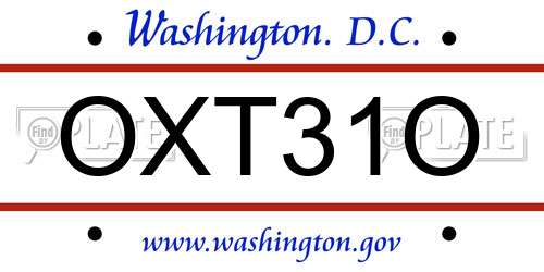 OXT31O District Of Columbia License Plate