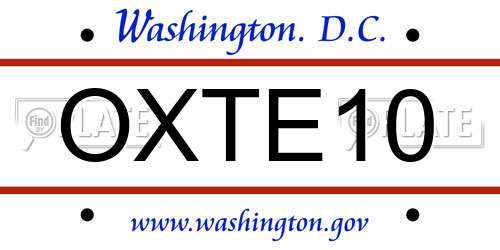 OXTE10 District Of Columbia License Plate