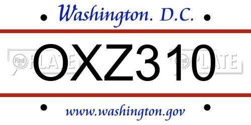 OXZ310 District Of Columbia License Plate